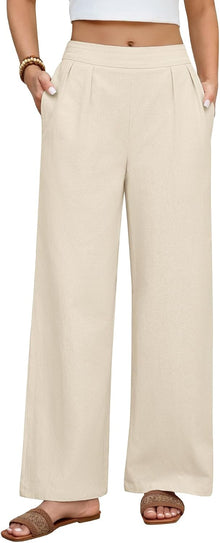 heekpek Women's Trousers Summer Cotton Comfortable Women's Trousers Wide Leg High Waist Trousers Elegant Light Airy Loose Summer Trousers View 1