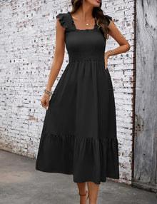 heekpek Summer Dress Women's Light Long Boho Dress Muslin Dress High Waist Midi Dress A Line Ruffle Dress Beach Dress View 2