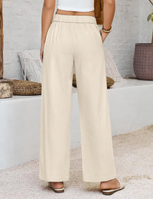 heekpek Women's Trousers Summer Cotton Comfortable Women's Trousers Wide Leg High Waist Trousers Elegant Light Airy Loose Summer Trousers View 3