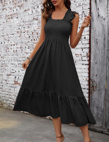 heekpek Summer Dress Women's Light Long Boho Dress Muslin Dress High Waist Midi Dress A Line Ruffle Dress Beach Dress View 3